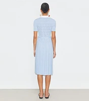 T Monogram Pointelle Pleated Dress