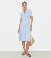 T Monogram Pointelle Pleated Dress