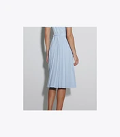 T Monogram Pointelle Pleated Dress
