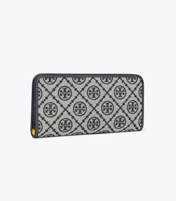 T Monogram Zip Slim Wallet
