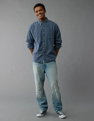 AE Everyday Plaid Flannel Button-Up Shirt