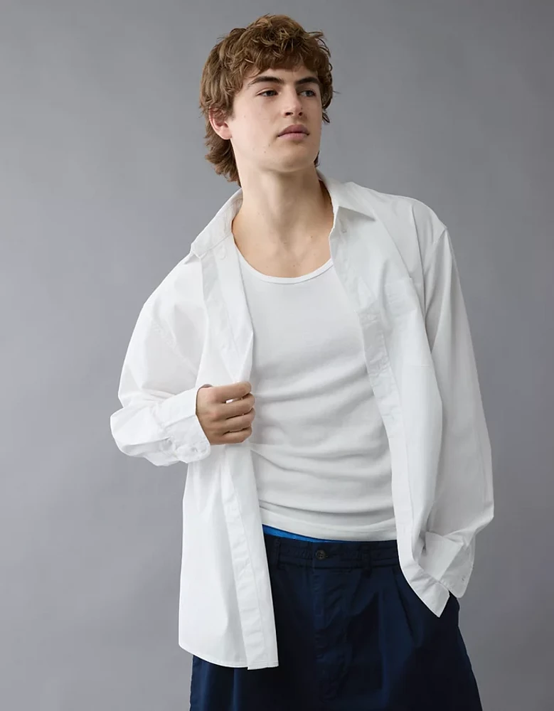 AE Everyday Relaxed Poplin Button-Up Shirt