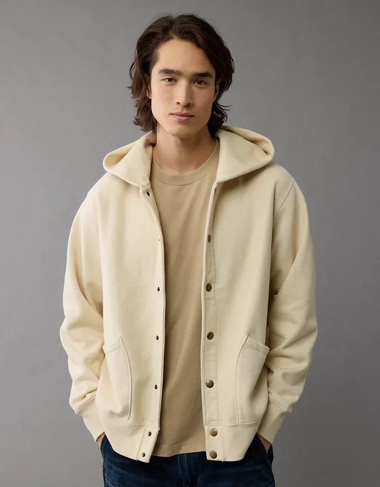 AE Laidback Luxe Heavyweight Button-Up Hoodie