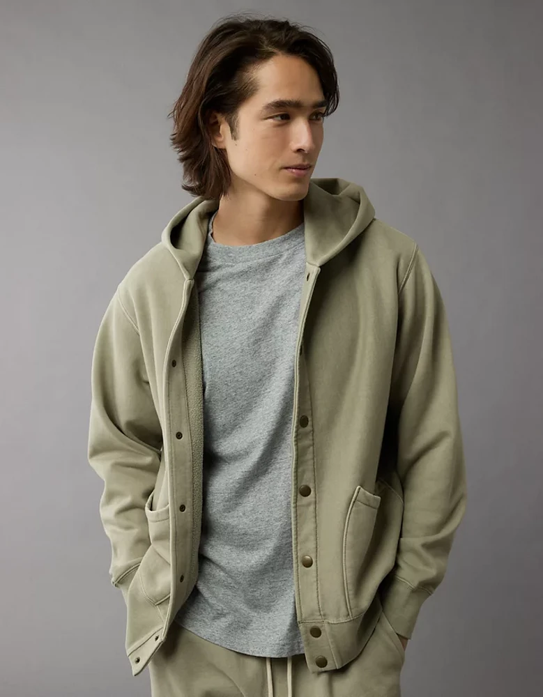 Chandail à capuchon boutonné lourd Luxe décontracté AE