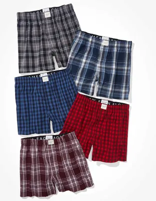 AEO Men's Plaid Stretch Boxer Short 5-Pack