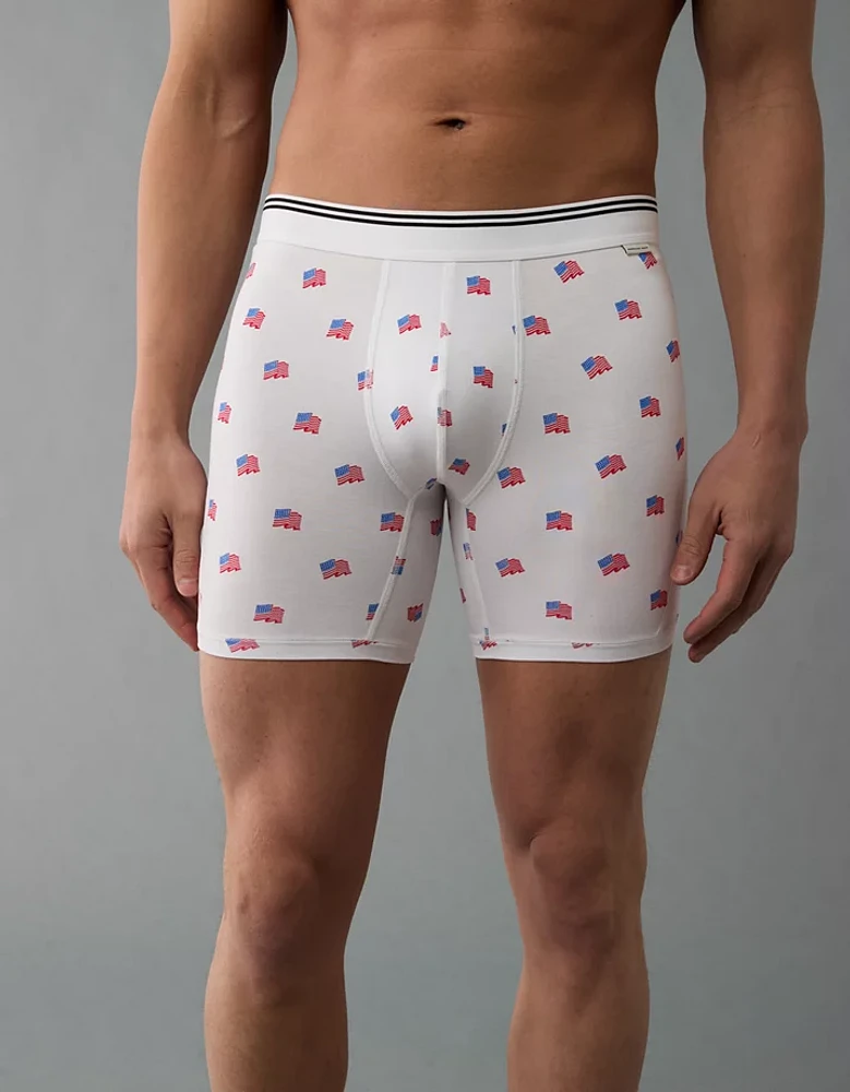 Caleçon boxeur ajusté ultradoux de 6 po étoiles et rayures États-Unis pour hommes AEO