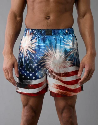 AEO Men's USA Fireworks Satin Pocket Boxer Short