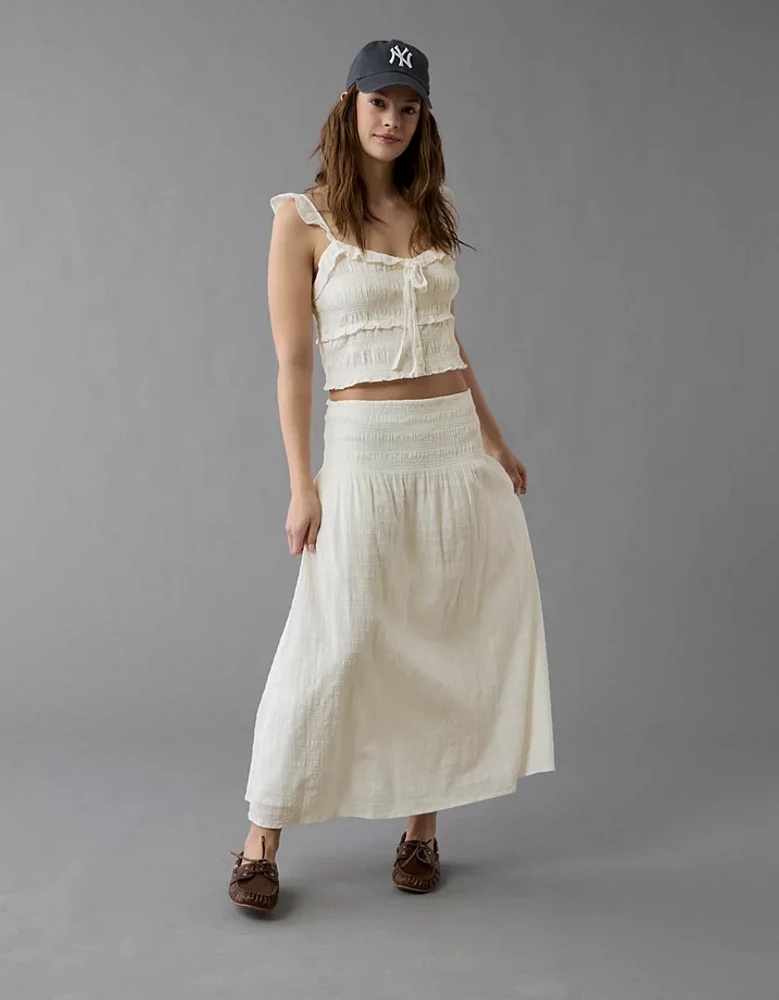 AE High-Waisted Smocked Maxi Skirt