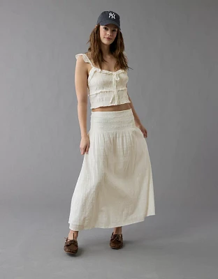 AE High-Waisted Smocked Maxi Skirt