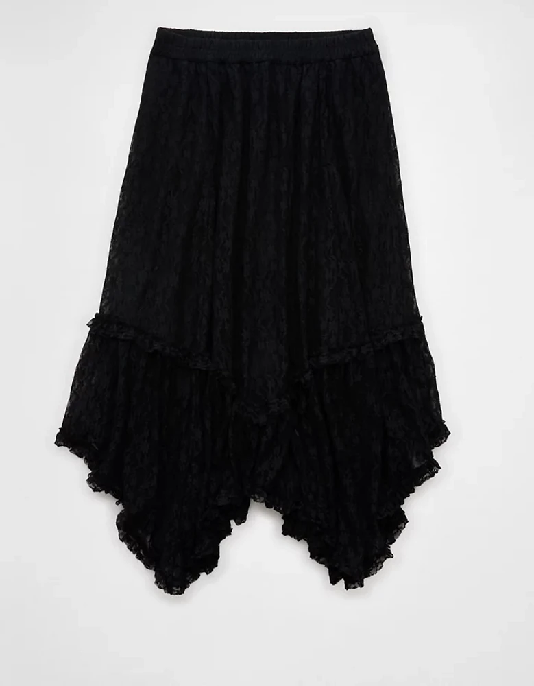 AE Lace Handkerchief Hem Maxi Skirt