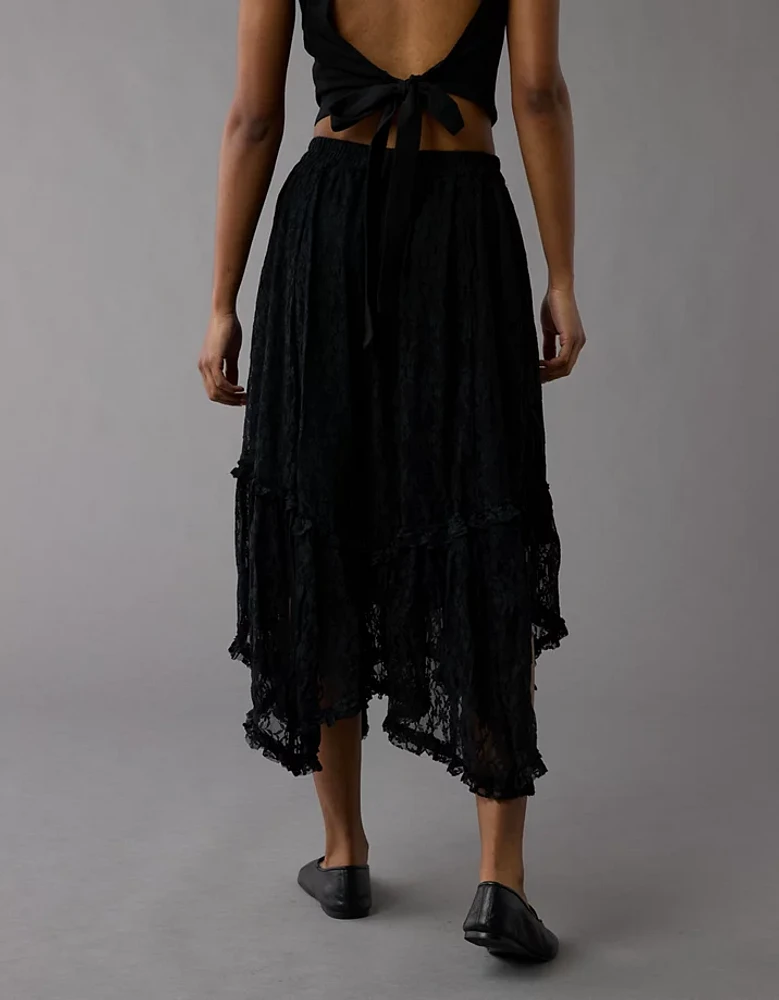 AE Lace Handkerchief Hem Maxi Skirt