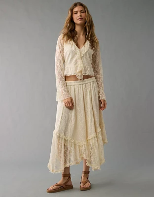 AE Lace Handkerchief Hem Maxi Skirt