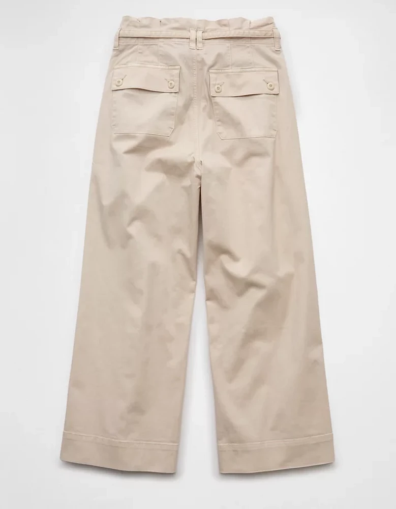 AE Stretch Paperbag Wide-Leg Crop Pant