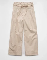 AE Stretch Paperbag Wide-Leg Crop Pant