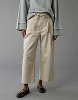 AE Stretch Paperbag Wide-Leg Crop Pant