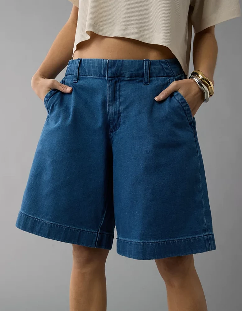 AE 11" Stretch High-Waisted Denim Trouser Short