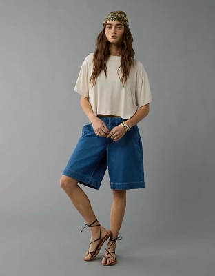 AE 11" Stretch High-Waisted Denim Trouser Short