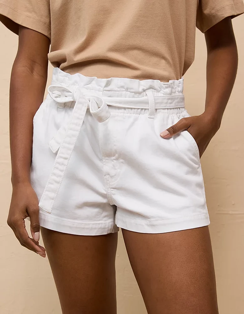 Short maman en denim à taille froncée extensible AE