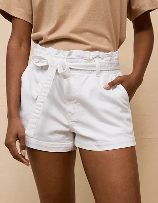 Short maman en denim à taille froncée extensible AE