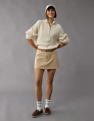AE Cropped Mock Neck Quarter-Zip Sweater