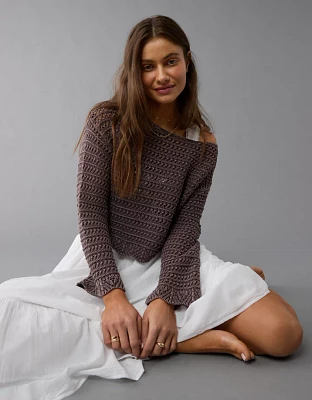 AE Ballet Neck Open Knit Sweater