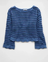 AE Ballet Neck Open Knit Sweater