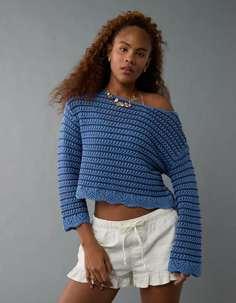 AE Ballet Neck Open Knit Sweater