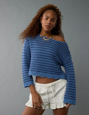 AE Ballet Neck Open Knit Sweater