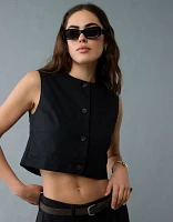 AE Boxy Button-Up Crop Top