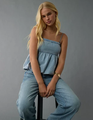 AE Denim Bubble Tube Top