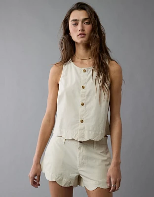 AE Button-Up Scalloped Tank Top