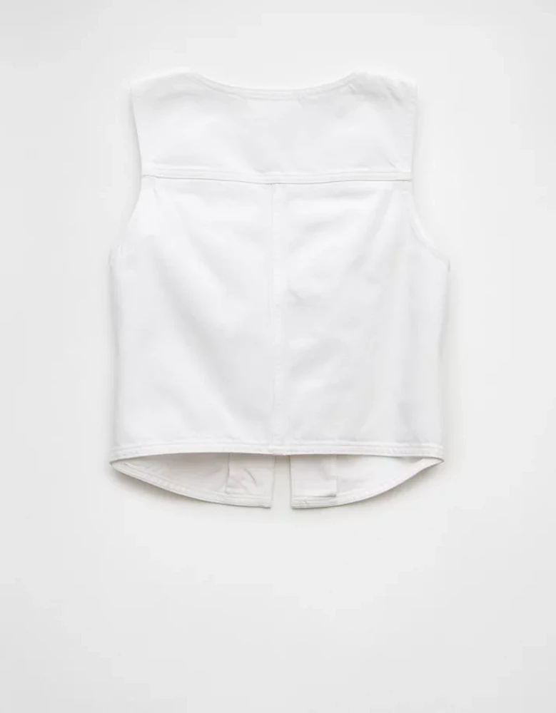 AE Denim Tie Front Eyelet Vest