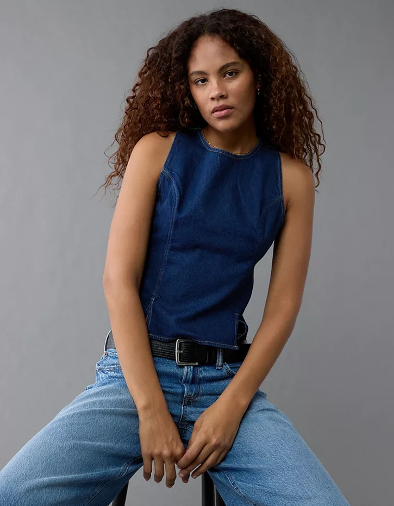 Débardeur à col montant en denim AE