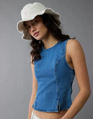 Débardeur à col montant en denim AE