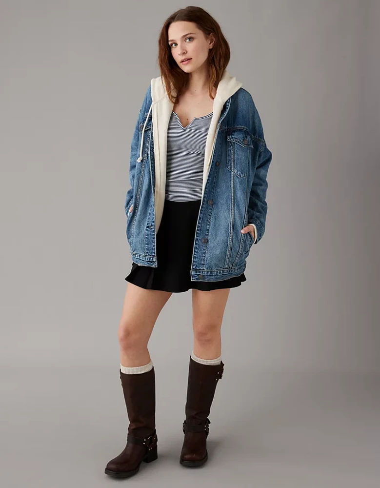Veste petit ami en denim rigide et extensible surdimensionnée AE