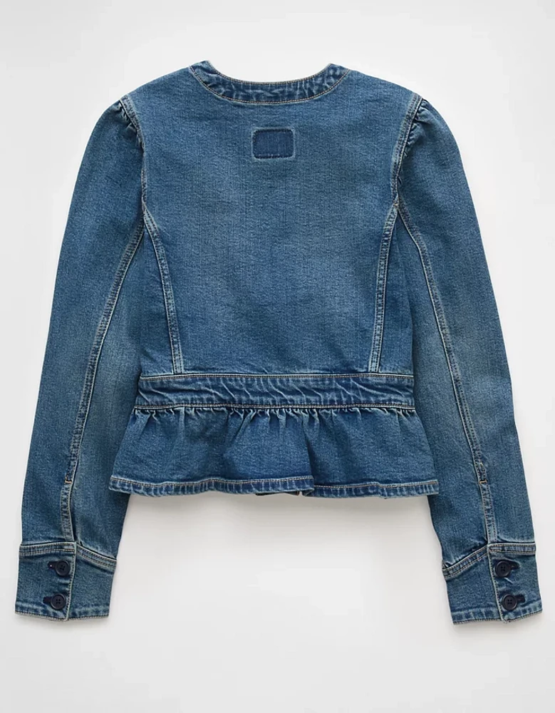 AE Slim Fit Collarless Denim Jacket
