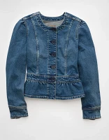 AE Slim Fit Collarless Denim Jacket