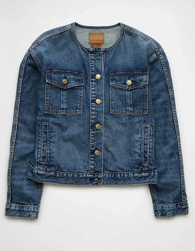 AE Collarless Denim Jacket