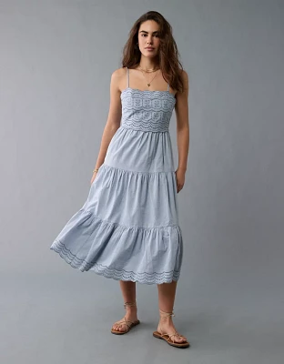 AE Scalloped Tiered Midi Dress