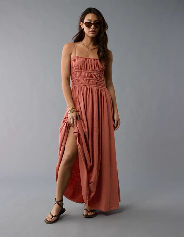 ae sunchaser knit drop waist midi dress AE Sunchaser Knit Smocked Drop Waist Midi Dress