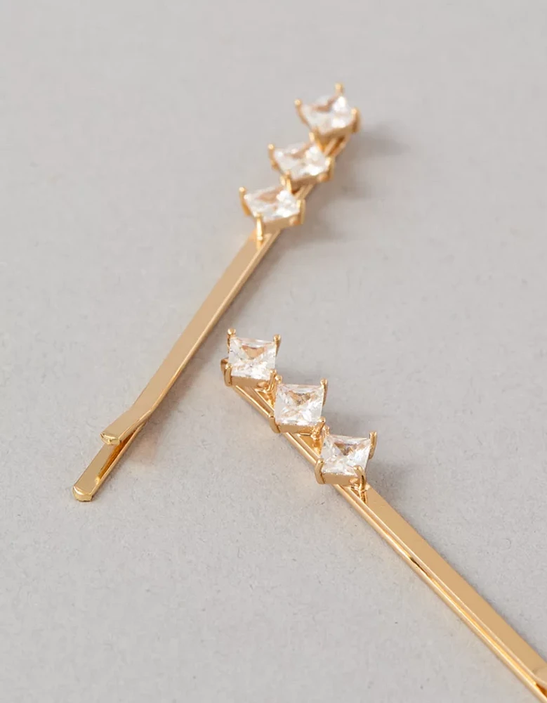 Lot de deux épingles à cheveux en cristal délicates AE
