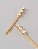 Lot de deux épingles à cheveux en cristal délicates AE