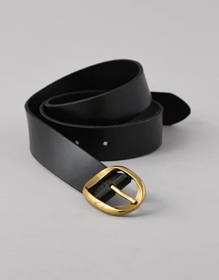 Ceinture en cuir ovale à boucle tournante AE