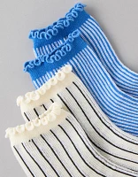 AE Striped Ruffle Boyfriend Socks 2-Pack