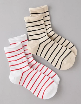 Lot de deux paires de mi-chaussettes à rayures AE