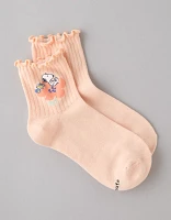 AE Snoopy Flowers Ruffle Boyfriend Socks