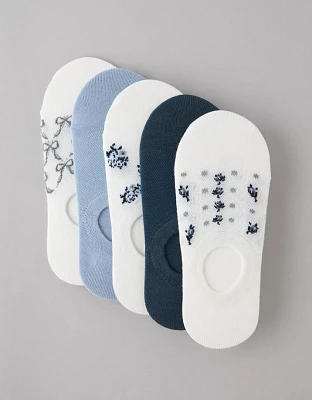 Lot de cinq paires de chaussettes invisibles à imprimé AE