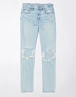 AE Stretch Super High-Waisted Ripped Ankle Straight Jean