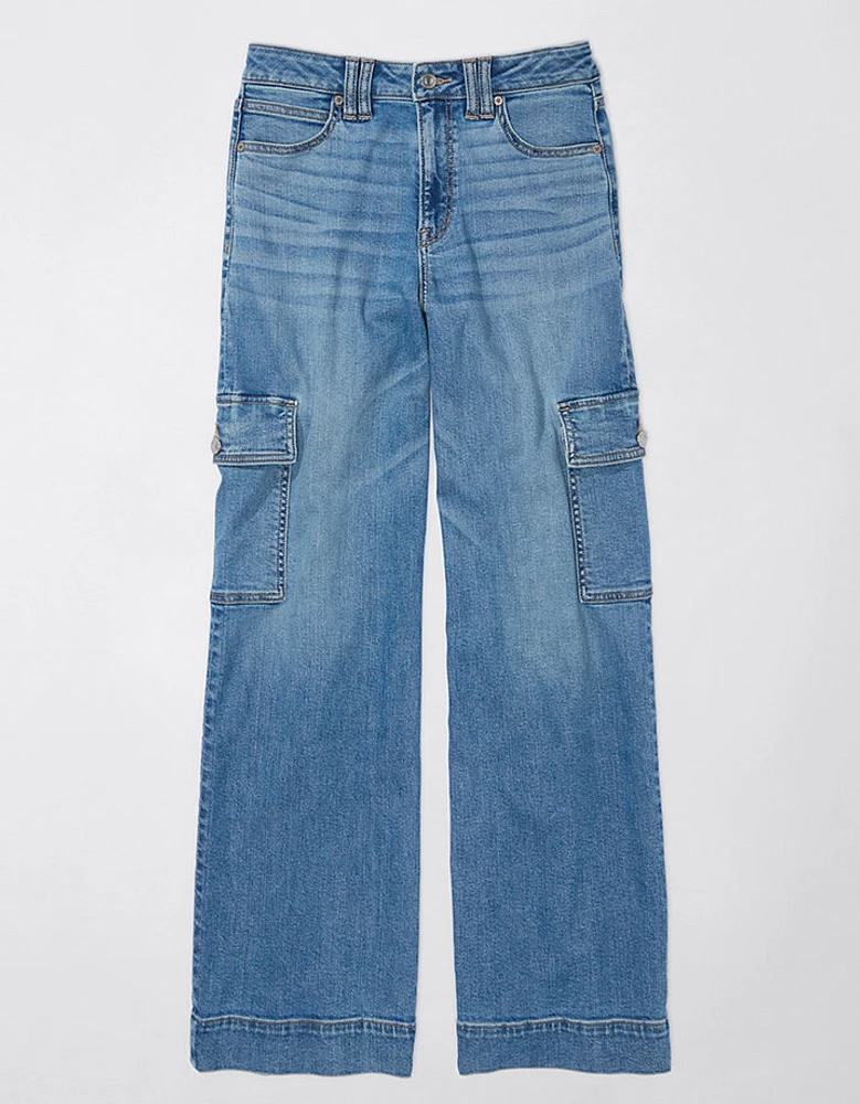 AE Dreamy Drape Stretch Super High-Waisted Cargo Baggy Wide-Leg Jean