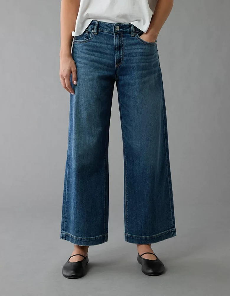Jean court ample à jambe large et taille basse extensible AE